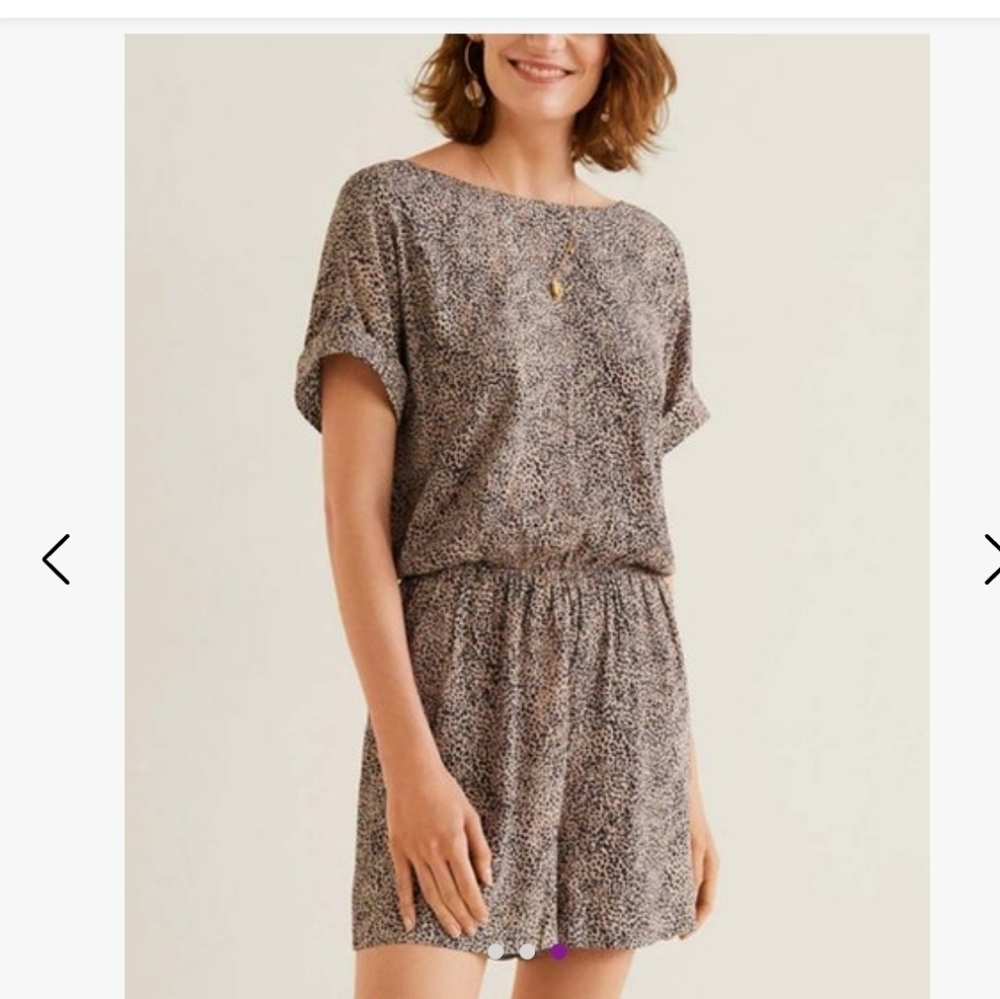 Mango Leopard Print Twist Back Romper - image 1